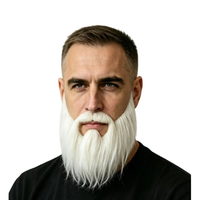 Fake Beard and Mustache Set - Synthetic Fiber, Elastic Band, Cosplay & Costume Props