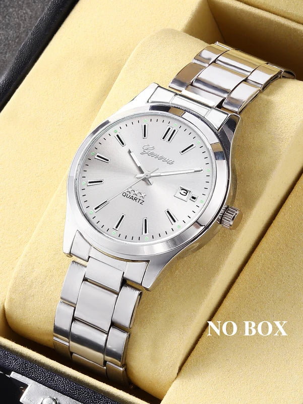 Ladies Quartz Watch Steel Band with Calendar Minimalist Design Daily Fashion Accessory