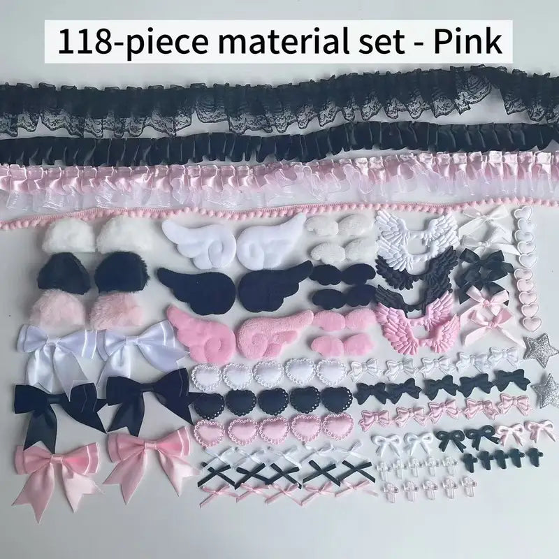 DIY Accessories Set with Pink Lace Material for Crafts and Handmade Projects