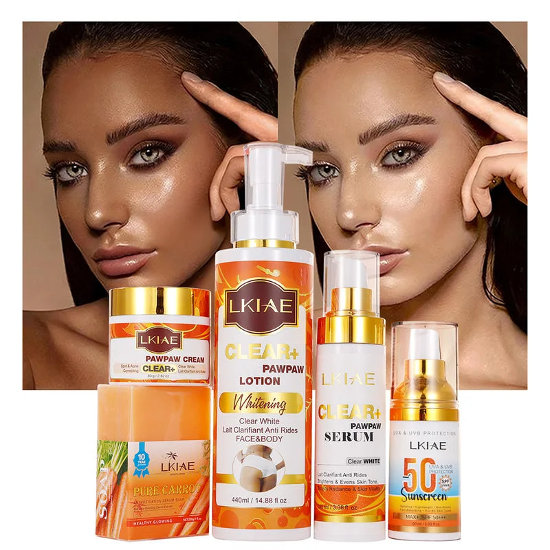 Papaya Whitening Skincare Set for Dark Spots & Dull Skin - Moisturizing & Brightening