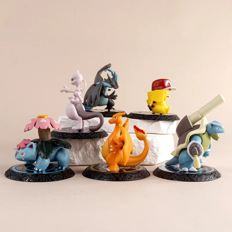 Pokemon Action Figures Set - Pikachu Charizard Blastoise Squirtle Bulbasaur, 6-7cm Collectible Toys