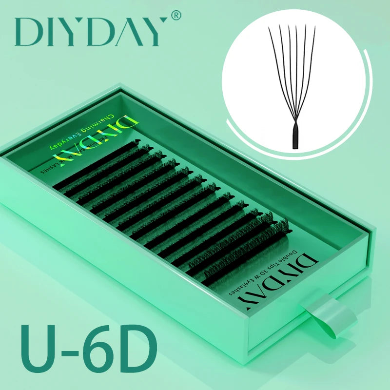DIYDAY U-Shaped 6D Eyelash Extension Faux Lashes - Natural Wispy False Mink