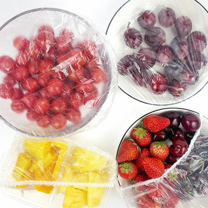 Food Storage Cling Film Cover - Elastic, Reusable, Food Safe, 100/200 Pcs