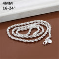 Wholesale 925 Sterling Silver Necklace Rope Chain 4MM Men Women Jewelry