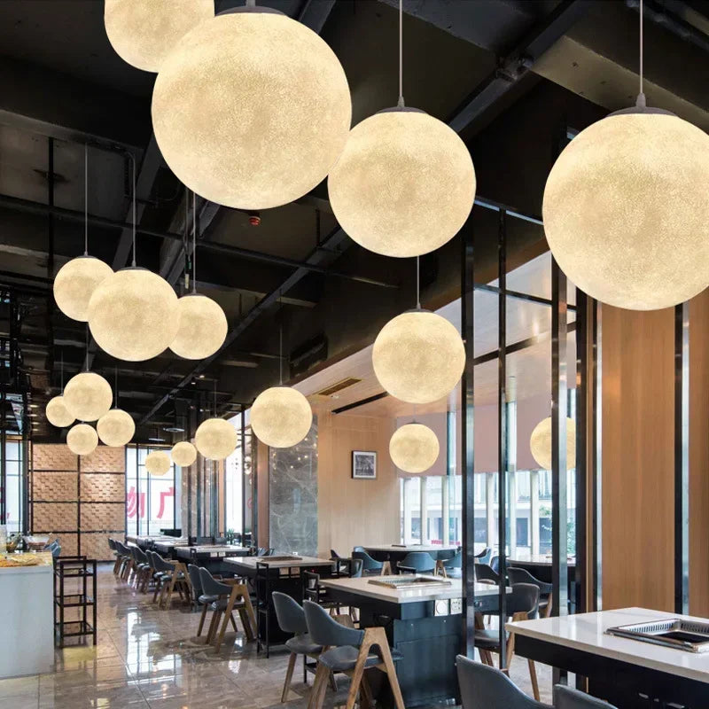 Modern Moon LED Pendant Lights for Living Room Dining Bedroom Home Decor