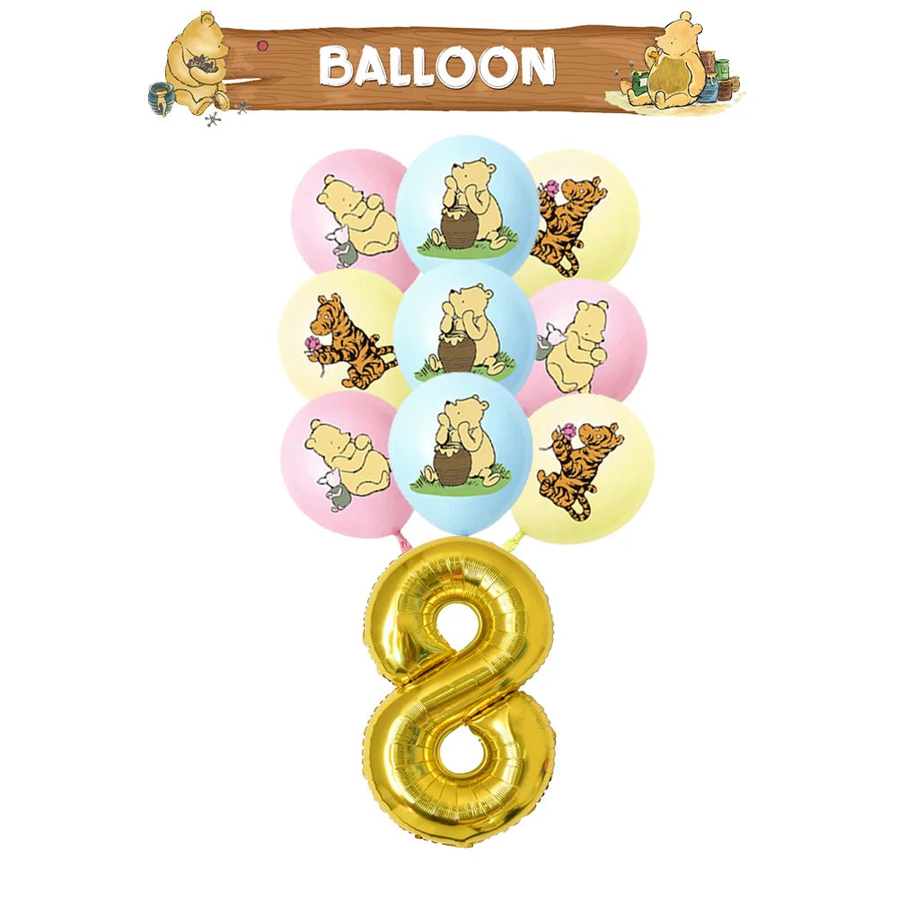 Winnie the Pooh Birthday Party Supplies Set – Disposable Plates Cups Napkins Banners for Kids & Baby Showers