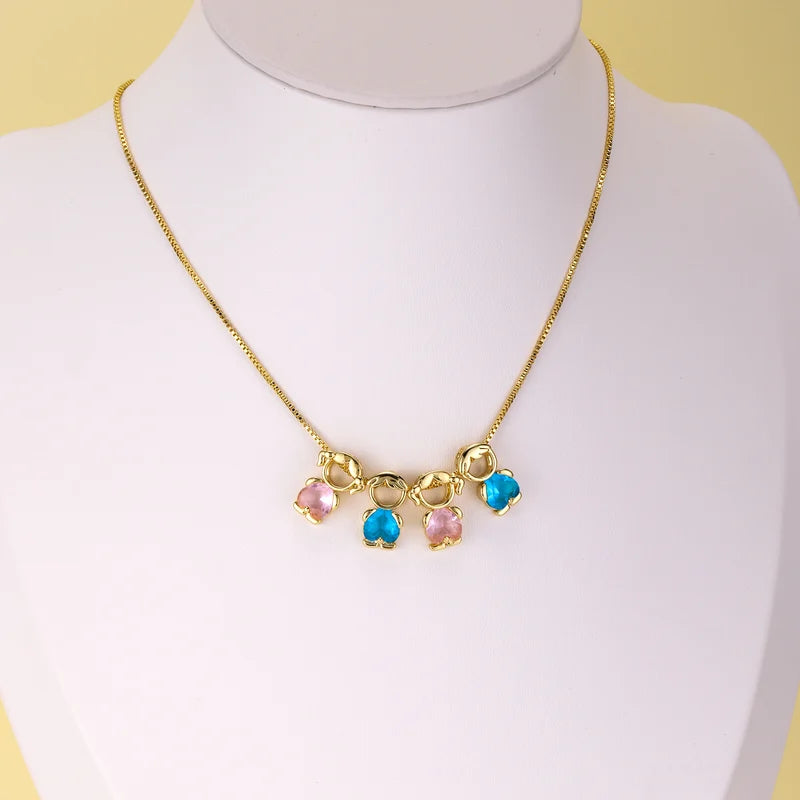 Birthstone Charm Necklace for Women - Heart Pendant with Cubic Zirconia, Gift Jewelry