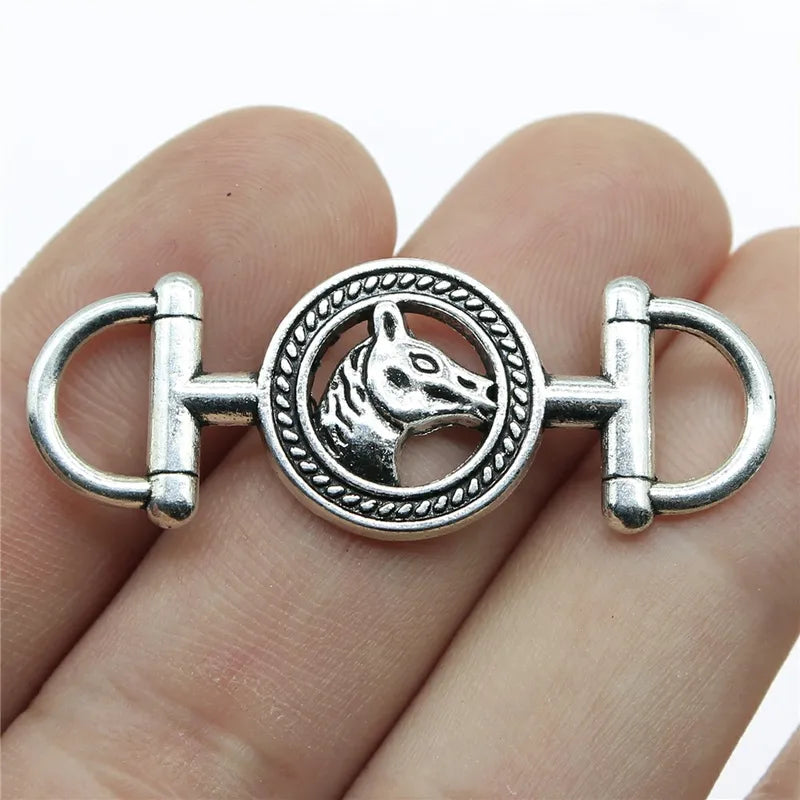 Horse Charms Pendants for Jewelry Making 43x17mm 2 Colors 5pcs - DIY Bracelet Findings
