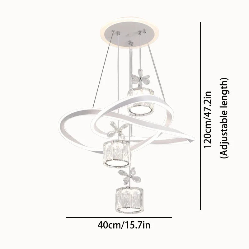 LED Pendant Light with Crystal Shade & Adjustable Colors - Modern Ceiling Fixture
