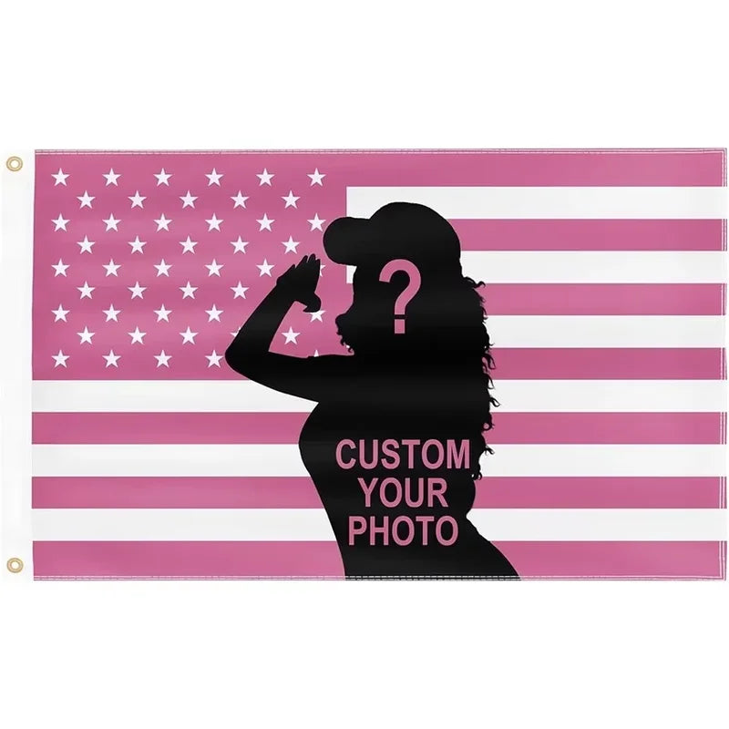 Custom Pink American Flag Wall Tapestry Personalized Banner Wall Hanging Photo & Text Decor