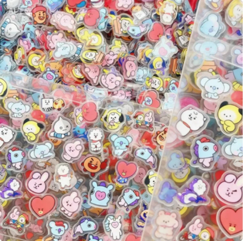 40PCS Kawaii BT21 Acrylic Sheets DIY Phone Case Decoration Material CHIMMY COOKY KOYA TATA