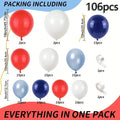 Red White Blue Latex Balloon Garland Kit for Party Decorations - 106 Pieces