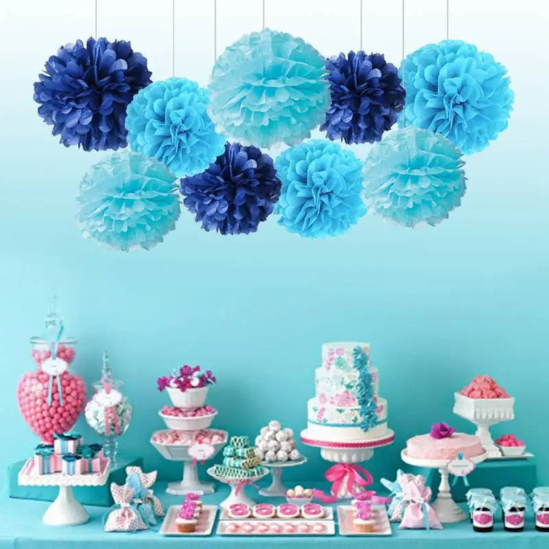 9PCS Tissue Paper Pom Poms for Party Decor Wedding Birthday Christmas Halloween
