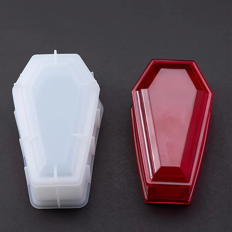 Halloween Silicone Resin Mold Set - Coffin-Shaped Storage Box & DIY Decoration Casting Mold