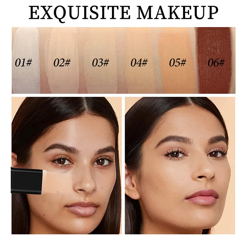 Full Coverage Waterproof Foundation Stick - Oil-Control Face Base for Velvet Makeup