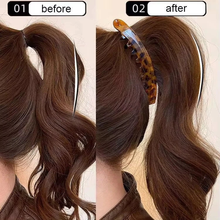 Tortoiseshell Banana Hair Clip Fish-Shaped Hairpin for Women Hair Accessories