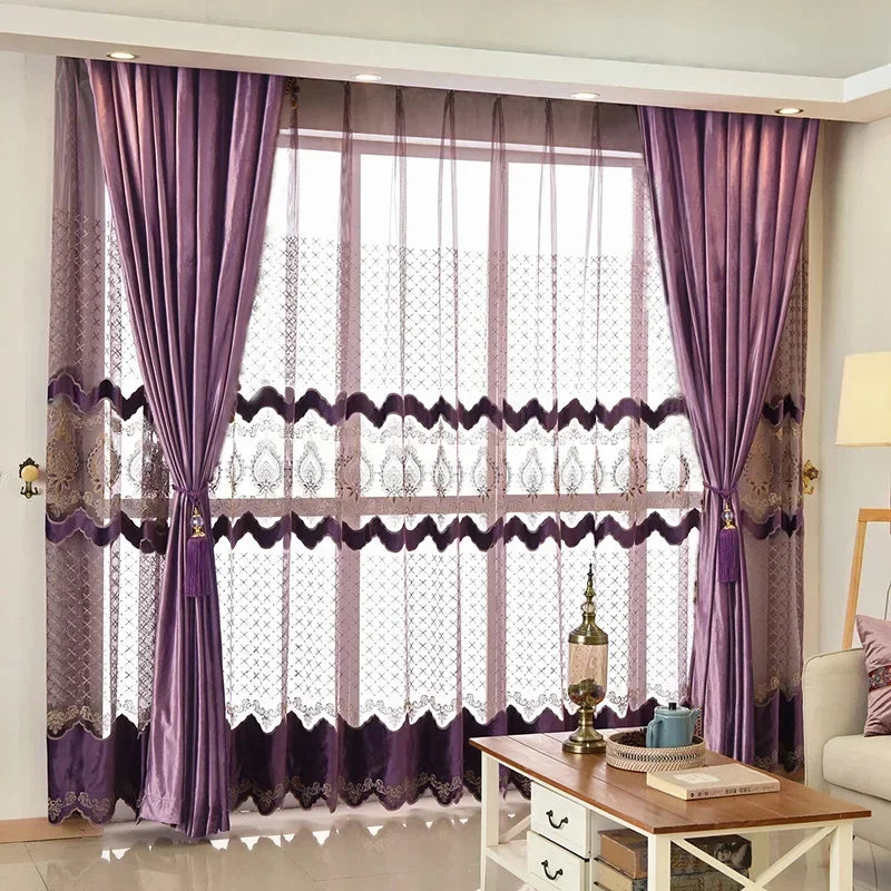 Luxurious European Style Velvet Curtains for Living Room & Bedroom - Custom Sizes