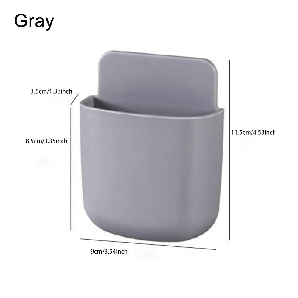 Wall Mounted Remote Control Storage Box Organizer with Charging Port - Space-Saving Multi-Use Holder
