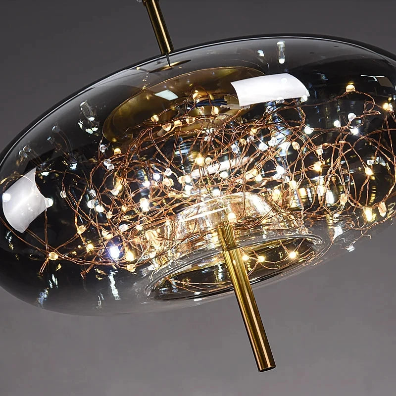Modern LED Pendant Light Glass Ceiling Fixture for Bedroom & Living Room