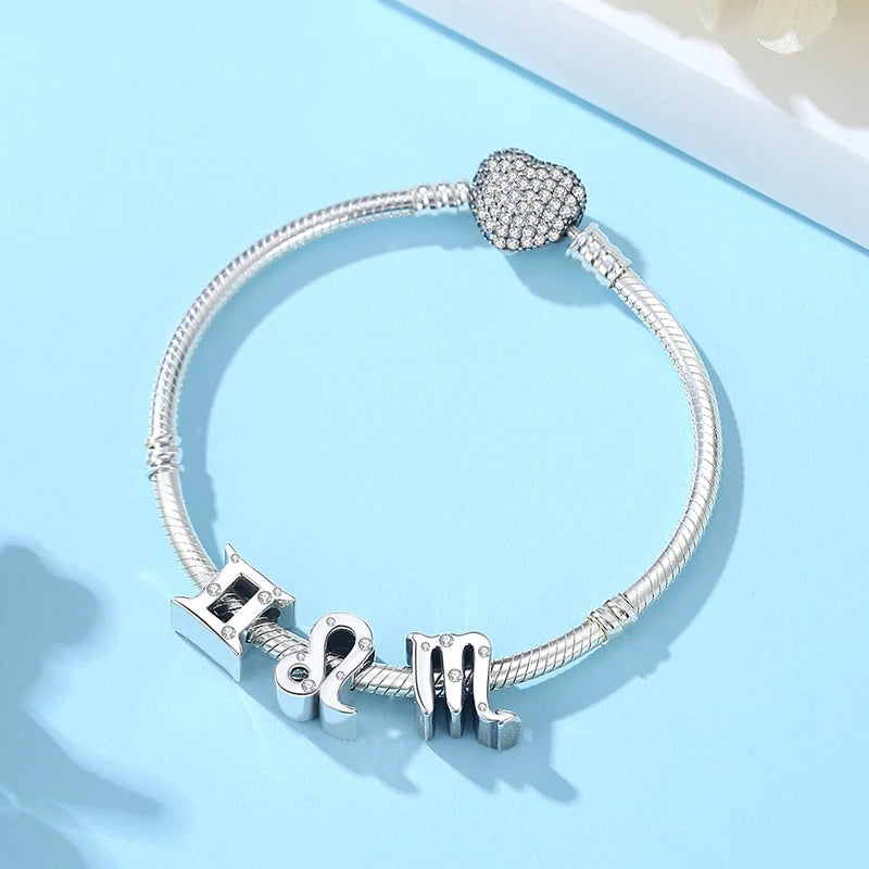 925 Sterling Silver Zodiac Charms Beads for Bracelets and Necklaces