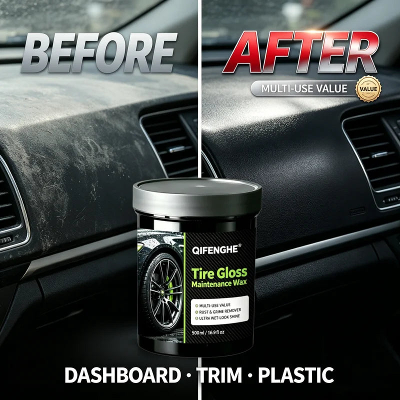 500ml Car Tire Gloss Wax with Rust & Grime Remover - Ultra Wet-Look Shine