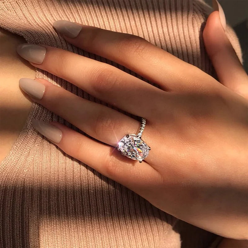 Oval Cut Moissanite Engagement Ring for Women 1-4 Carat S925 Silver Wedding Band