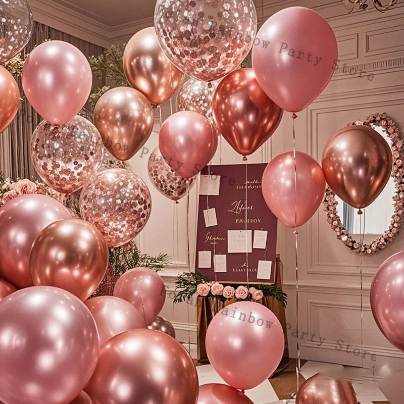 Pearl Powder Confetti Balloons for Weddings Birthdays Baby Showers Party Decorations Pink & Green
