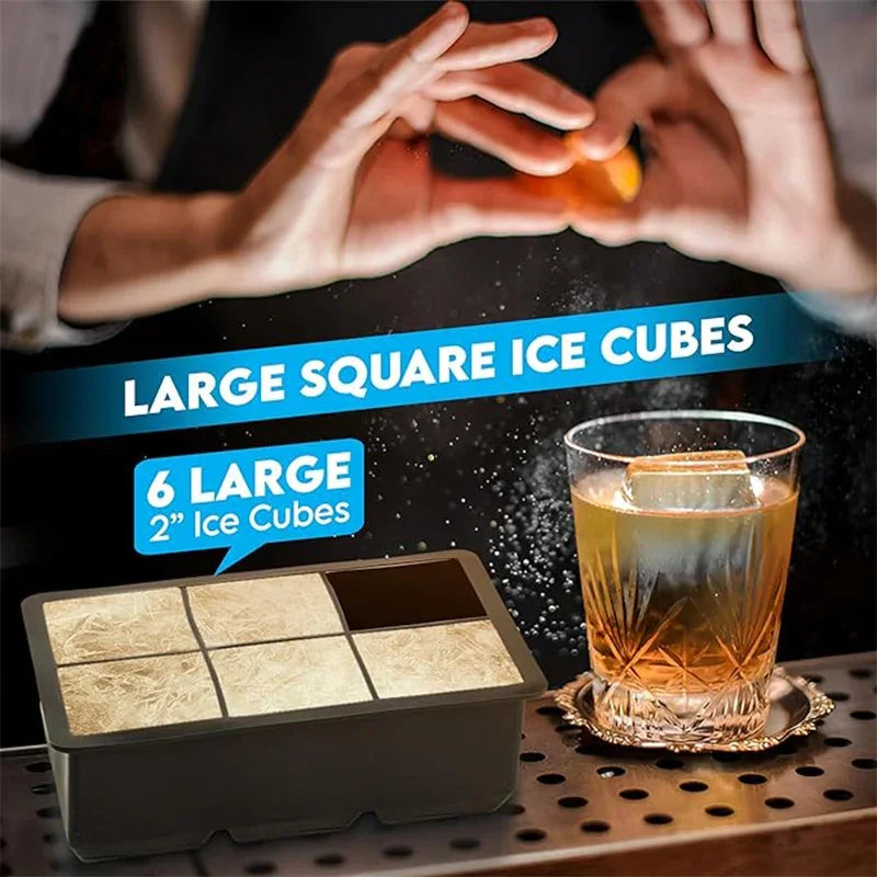 Large Silicone Ice Cube Tray Food Grade Jumbo Square Ice Mold for Home Kitchen