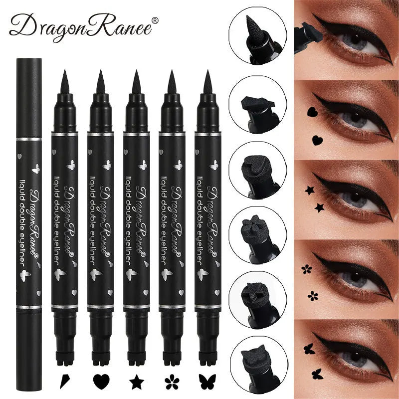 Double Head Star Seal Waterproof Eye Liner - Non-Smudging, Heart Plum Design