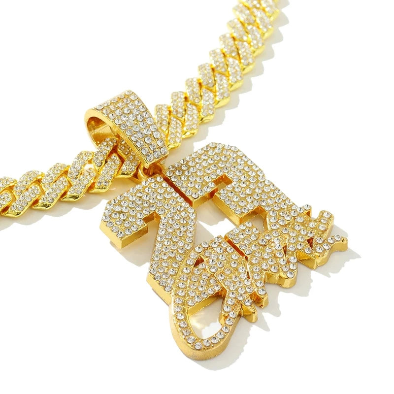 Fashion Men Hip Hop Pendant Necklace with 13mm Cuban Chain Jewelry US-23