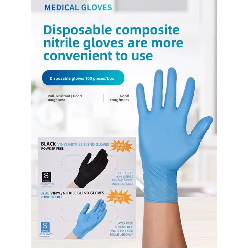 Disposable Nitrile Gloves 100pcs Box Powder-Free Household & Hairdressing Use