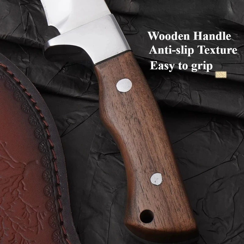Boning Knife - Stainless Steel Meat Knife with Wood Handle, High Hardness, Sharp Butcher's Knife