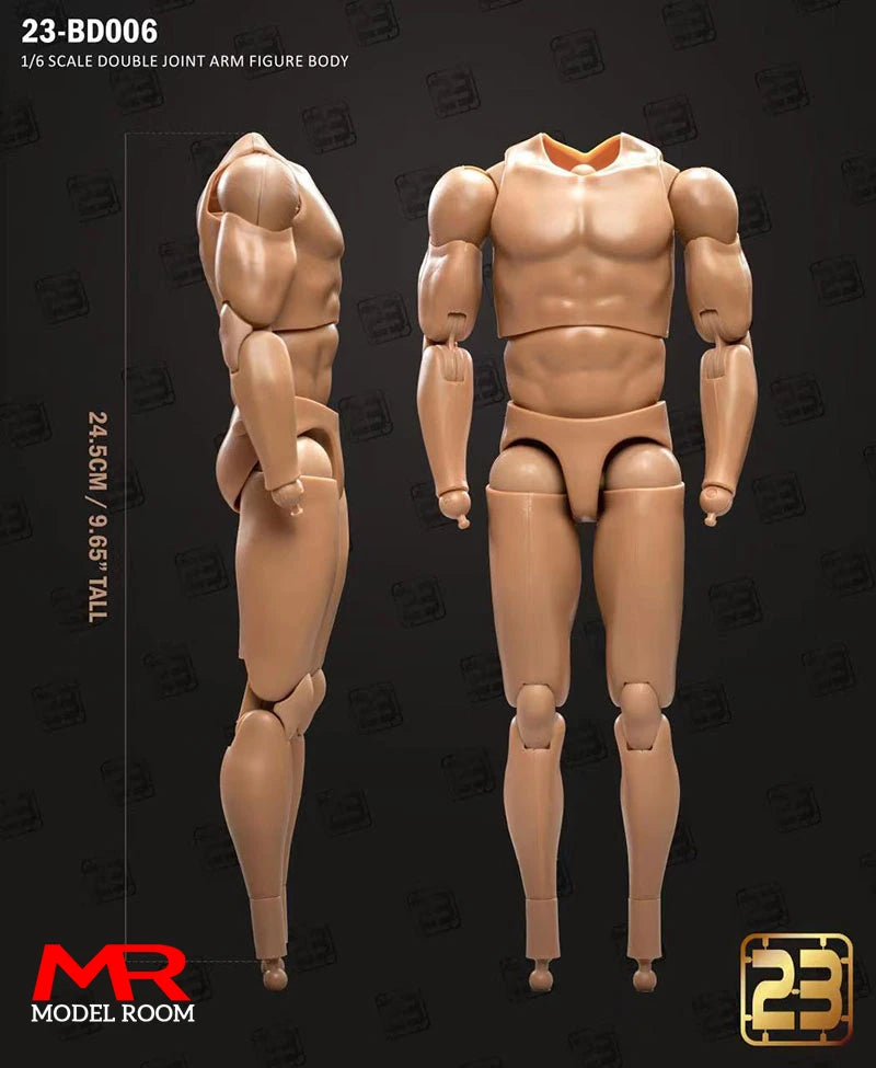 1/6 Scale Male Action Figure Body - Articulated Muscle Model, 23.5-27.5cm