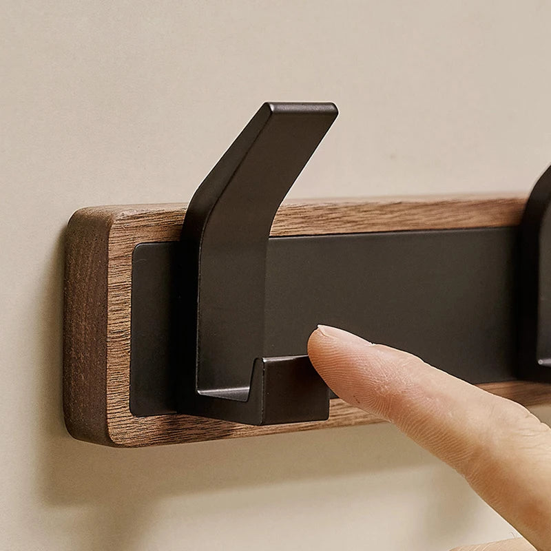 Black Wood Wall Hook Coat Rack for Bathroom Kitchen Bedroom Hallway