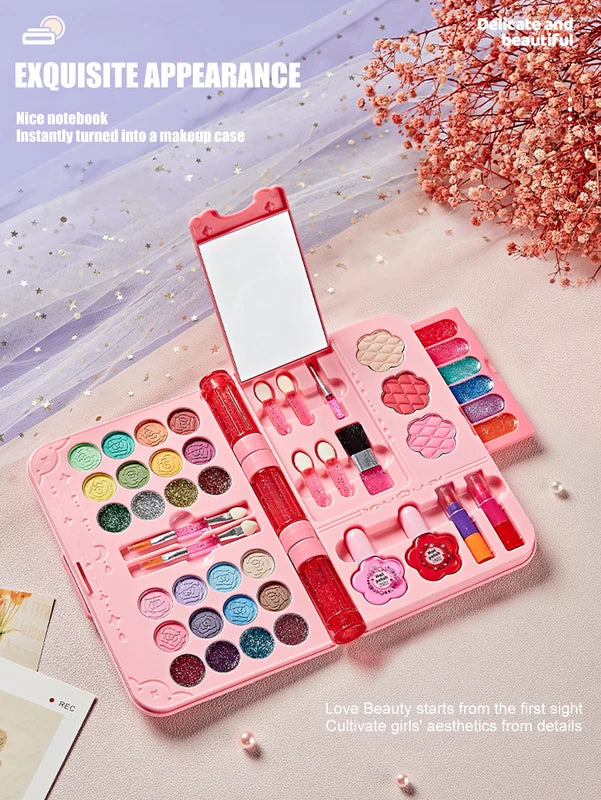 Kids Makeup Kit for Girls - Washable Play Cosmetic Set with Mirror and Accessories