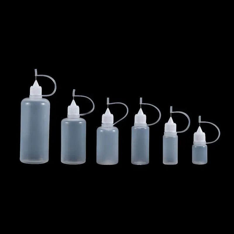 Refillable Needle Tip Glue Bottles 5pcs Set for Craft & Scrapbooking - Multiple Sizes