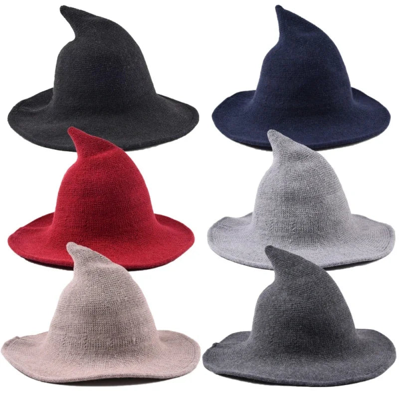 Vintage Halloween Witch Hat Woolen Long Point Hat for Women Party Cosplay