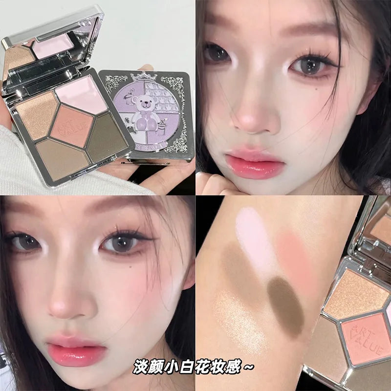 Colorful Eyeshadow Palette with Shimmer & Pearly Finish - Multiple Colors
