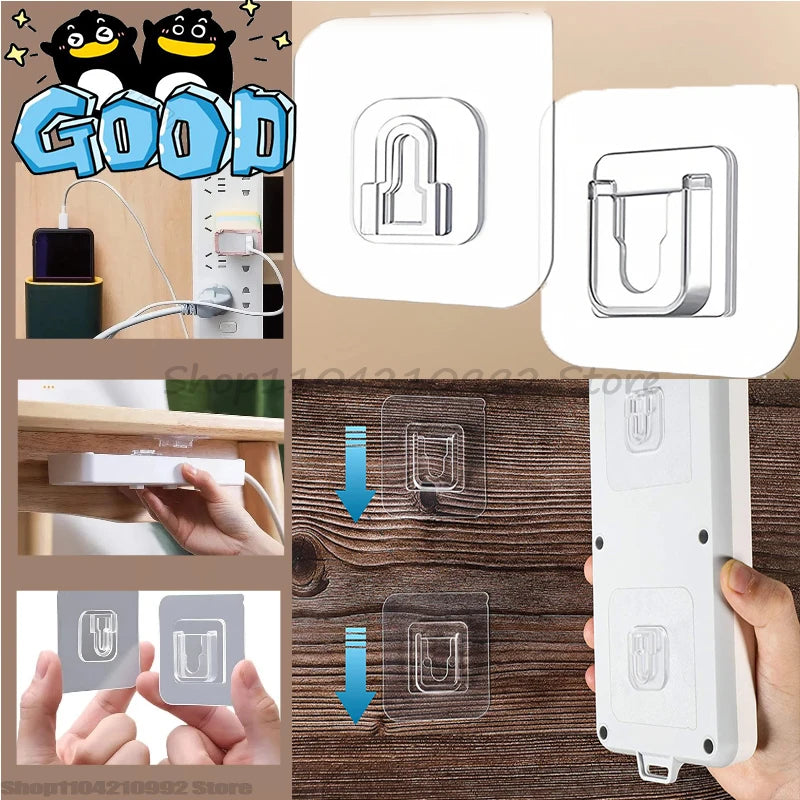 Self-Adhesive Wall Hooks Set – Transparent Strong Mounting Fixing Patches for Kitchen Bathroom