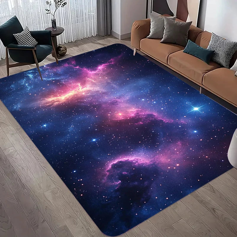 Large Cosmic Nebula Area Rug - Non-Slip Starry Night Floor Mat for Living Room & Bedroom
