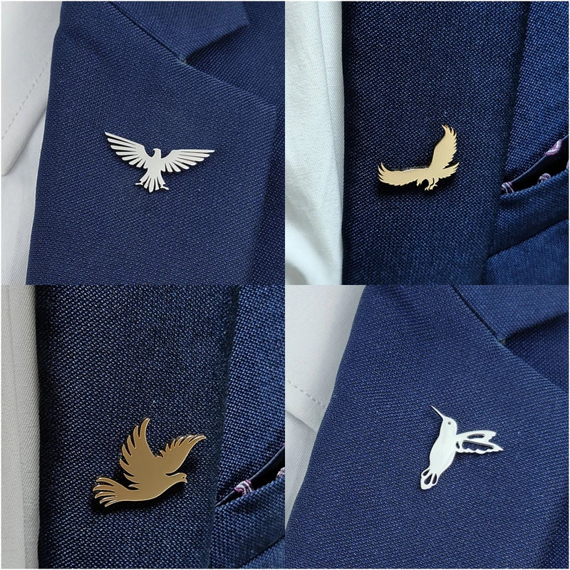 Fashionable Stainless Steel Flying Bird Brooch - Lapel Pin for Men & Women