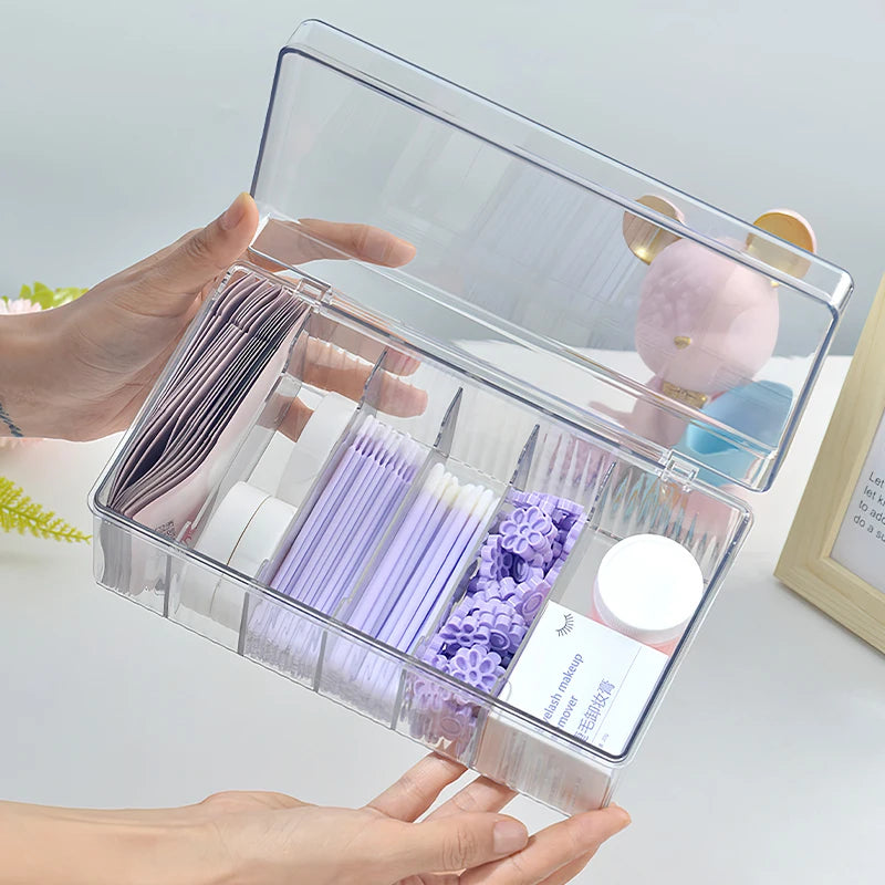 Acrylic Eyelash Storage Box with Lid - Makeup Organizer for False Lashes
