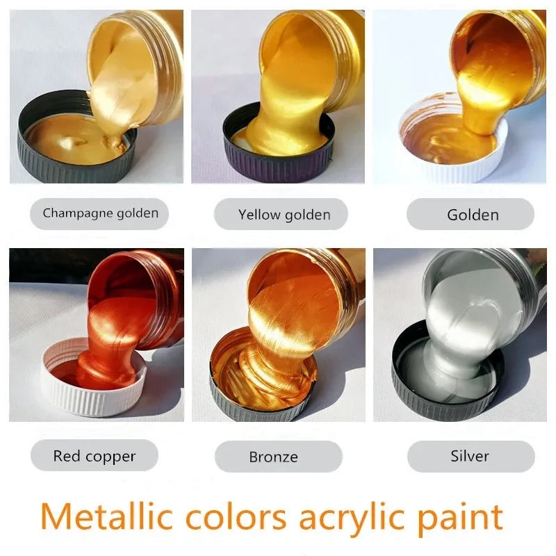 60ml Metallic Acrylic Paint - Waterproof, Non-Fading for Art & Craft