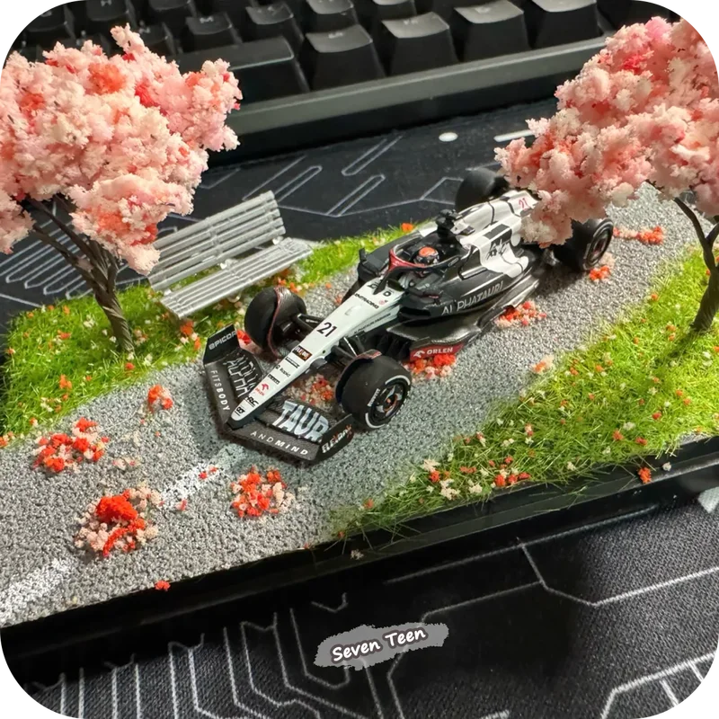 Cherry Blossom Scene Acrylic Display Box Mini Ornament Stand Home Decor Gift
