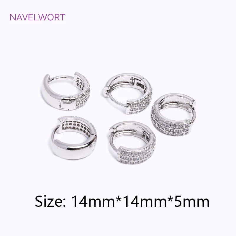 Geometric Hoop Earrings for Women - Brass Inlaid Zircon Twist Round Jewelry