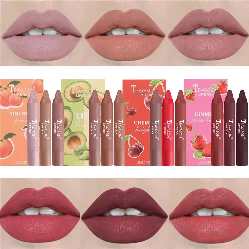Velvet Matte Lipstick Set - Long Lasting Waterproof Lip Tint Pen, 3-Piece Collection