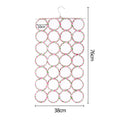 Foldable Scarf Organizer Rack with 28 Rattan-Weave Rings for Wardrobe & Display