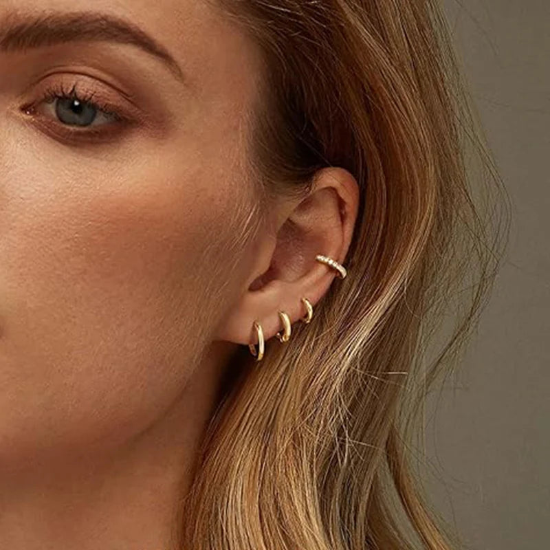 Sterling Silver Hoop Earrings for Women Men Micro Pave CZ Minimalist Huggie Jewelry