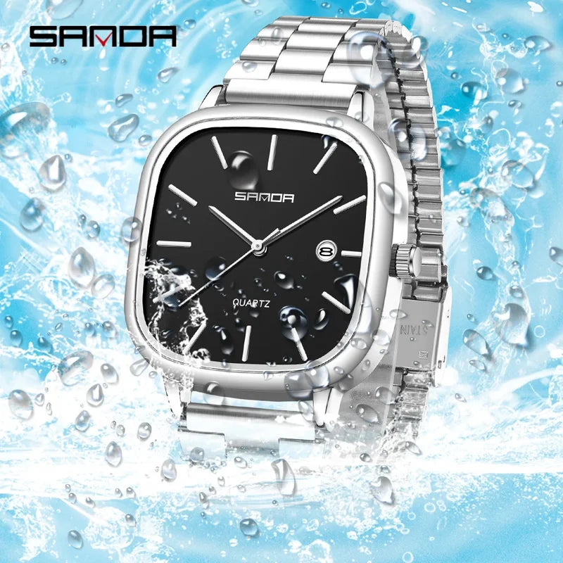 Couple Quartz Watch Set Men & Women's Square Dial Waterproof Calendar Elegant