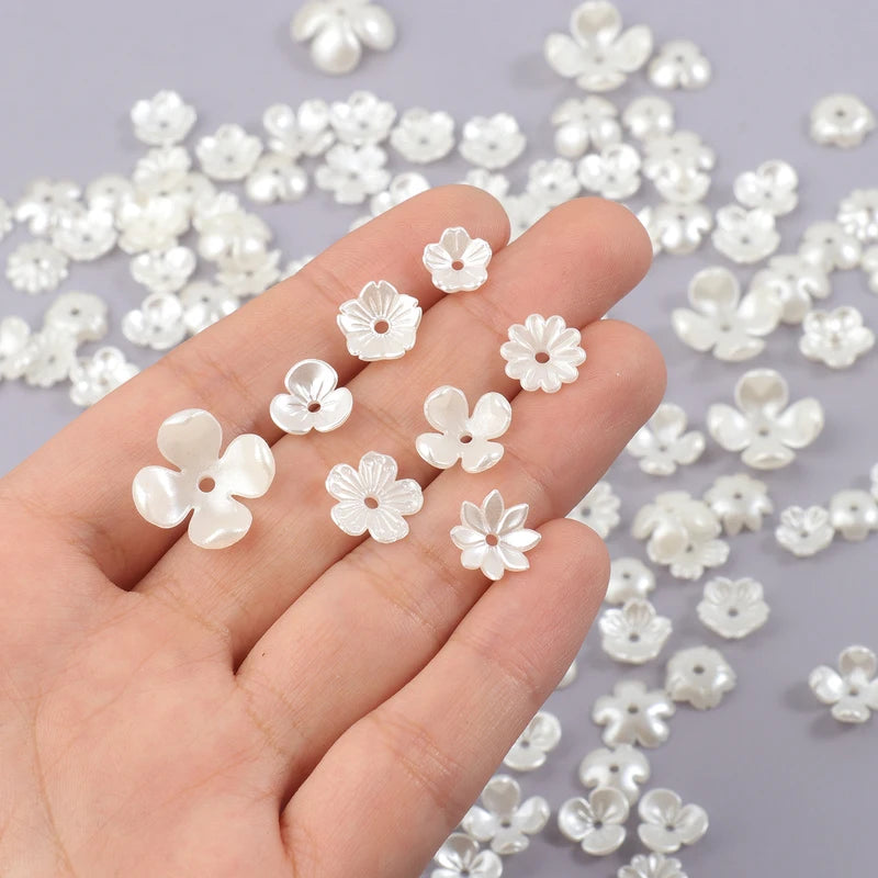 DIY Jewelry Bead Caps - 50 or 100pcs ABS Flower Imitation Pearl Beads for Bracelets & Necklaces